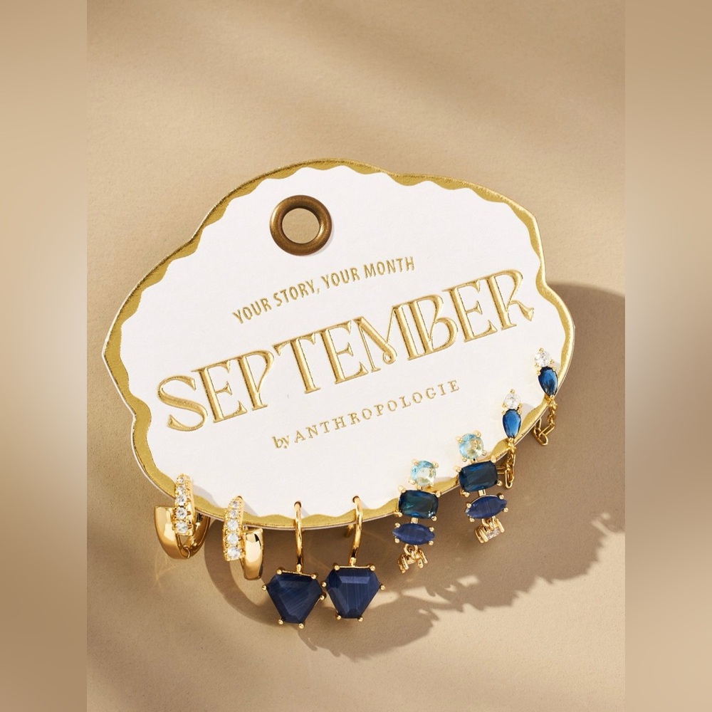 Anthropologi birthstone huggie earrings set of 4